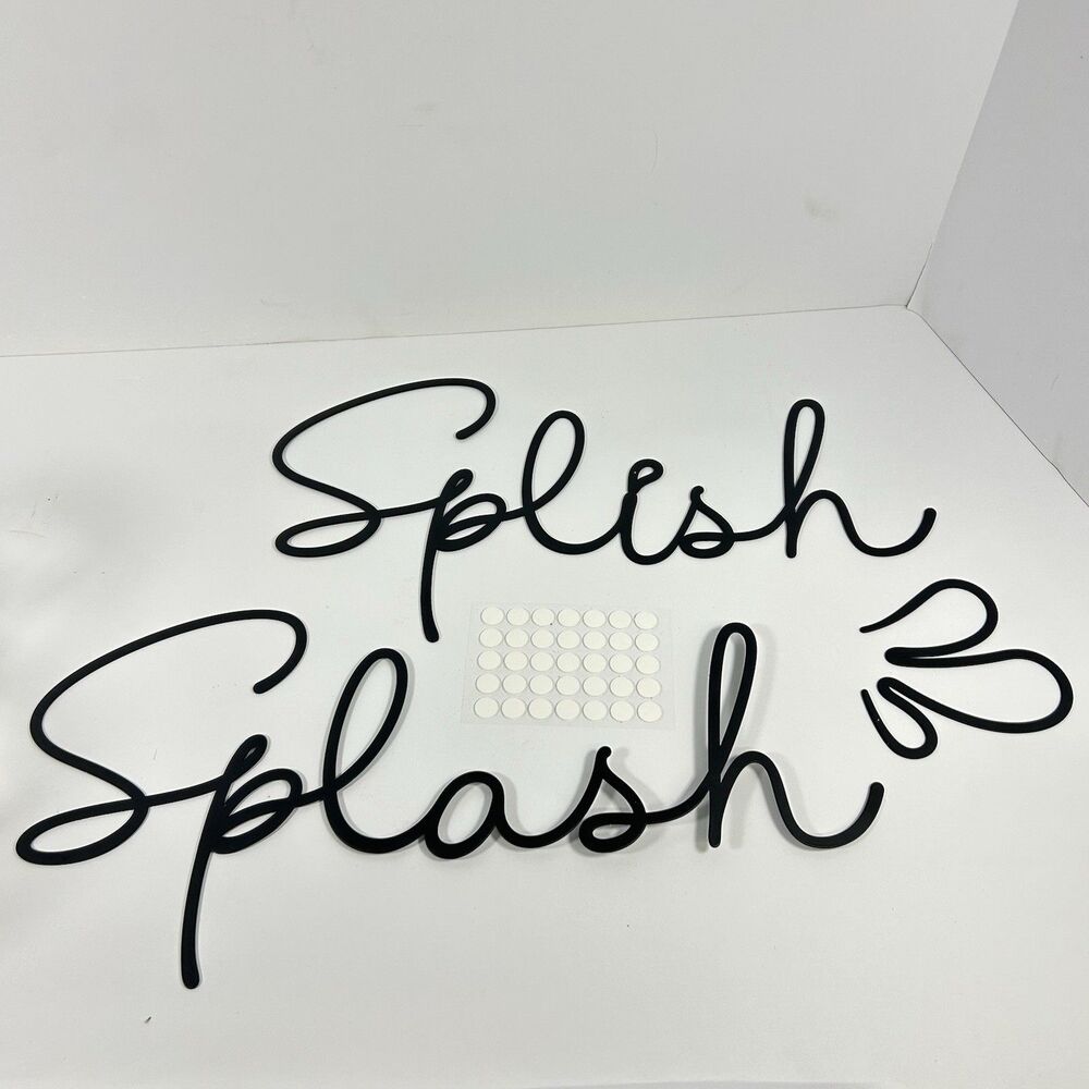 Splish Splash" Black Wire Bathroom Wall Decor Sign Set